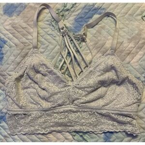 Aerie White Full Lace Unpadded‎ Longline Bralette, XL